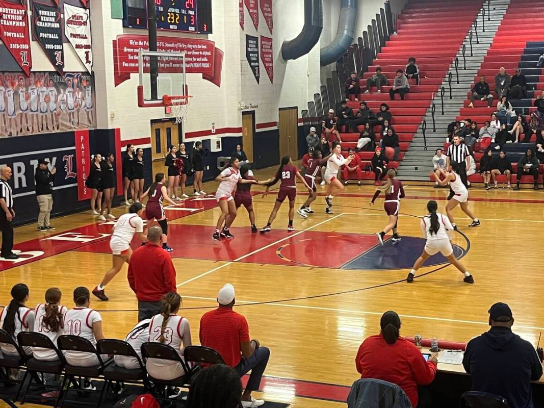 Liberty and Desert Oasis battle in a girls basketball game Thursday, Feb. 2, 2023, at Liberty H ...
