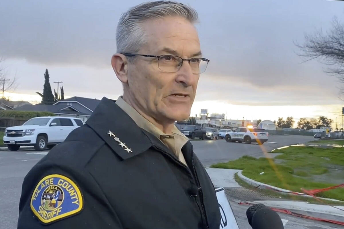 FILE - In this frame grab from video provided by the Tulare Count Sheriff's Office, Sheriff Mik ...