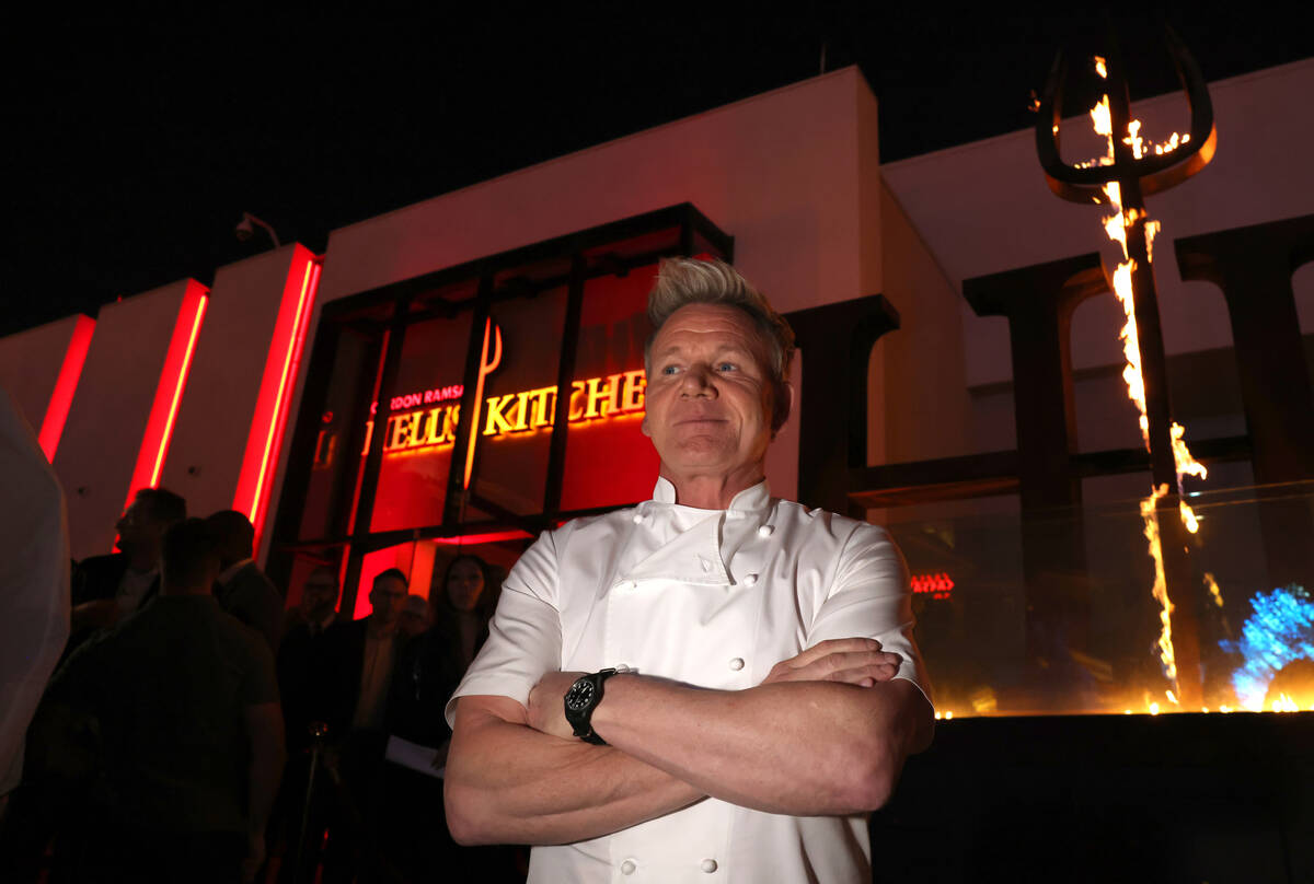 Chef Gordon Ramsay poses at his Hell’s Kitchen restaurant at Caesars Palace on the Strip in L ...