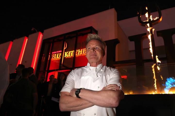 Chef Gordon Ramsay poses at his Hell’s Kitchen restaurant at Caesars Palace on the Strip in L ...