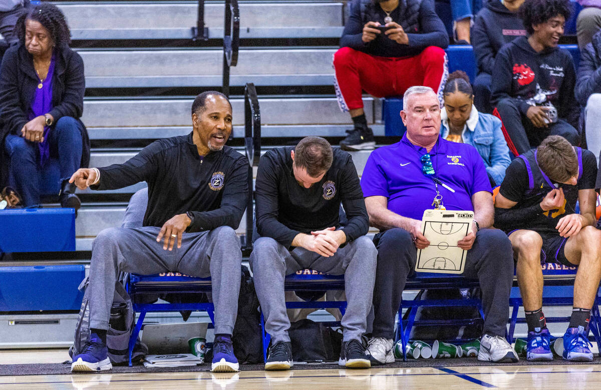 Durango assistant coach Mike Lee, left, and assistant coach Tim Jones watch their team struggle ...