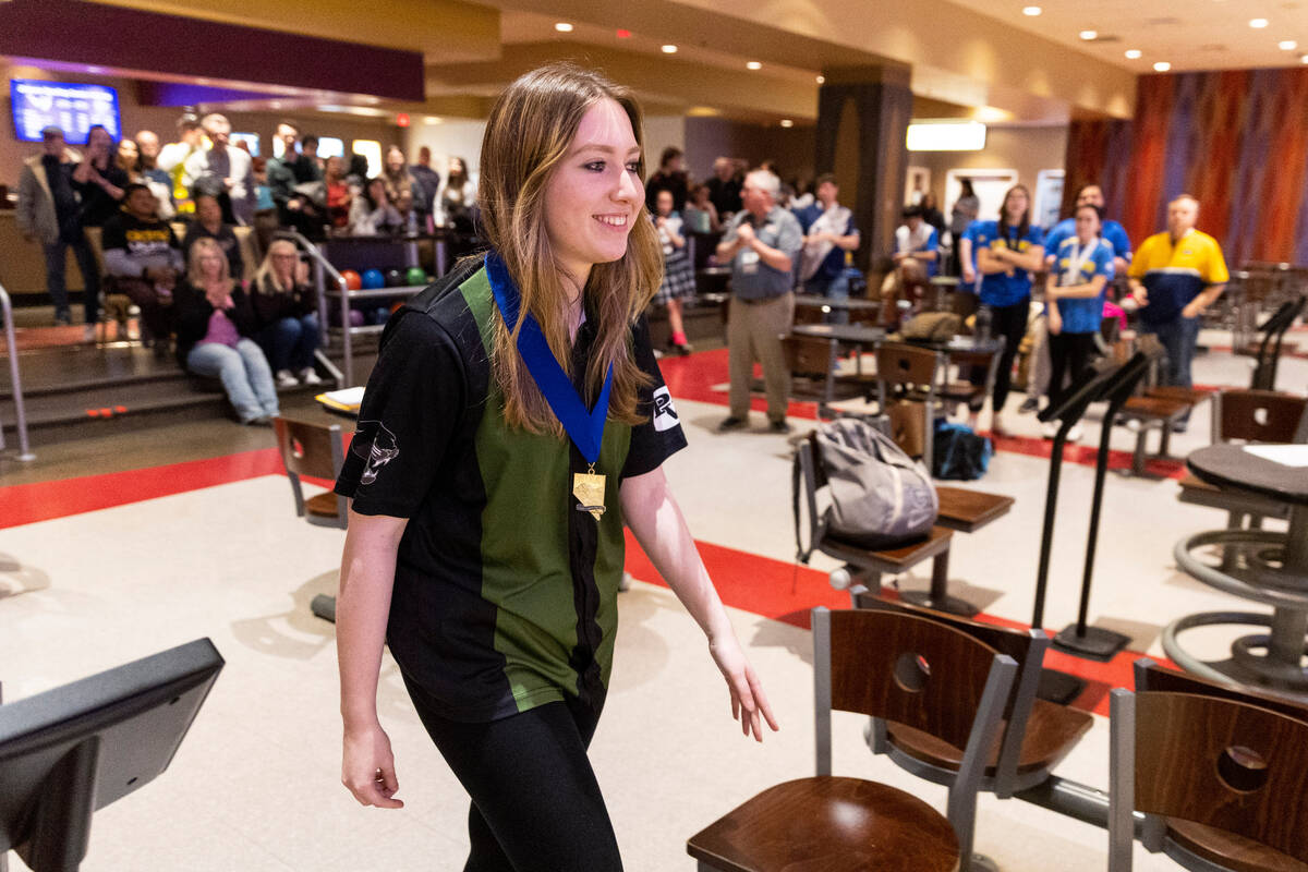 Palo Verde's Ryann Clark is announced the champion of the high school girl's 5A bowling state i ...