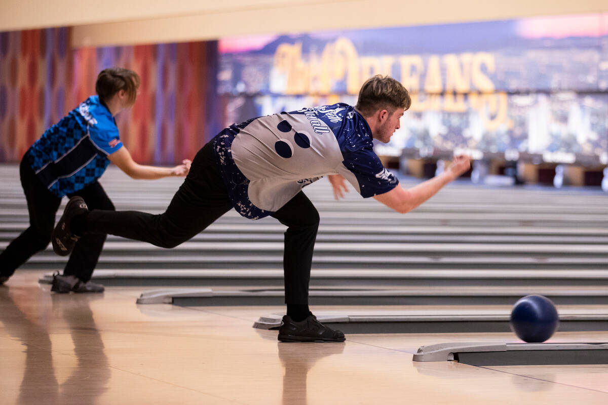 Shadow Ridge's Seth Stovall bowls in the high school boy's 5A bowling state individual champion ...