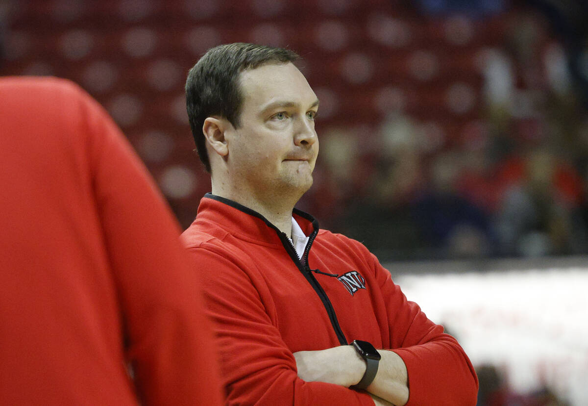UNLV Rebels head coach Kevin Kruger watches his players during the second half of an NCAA colle ...