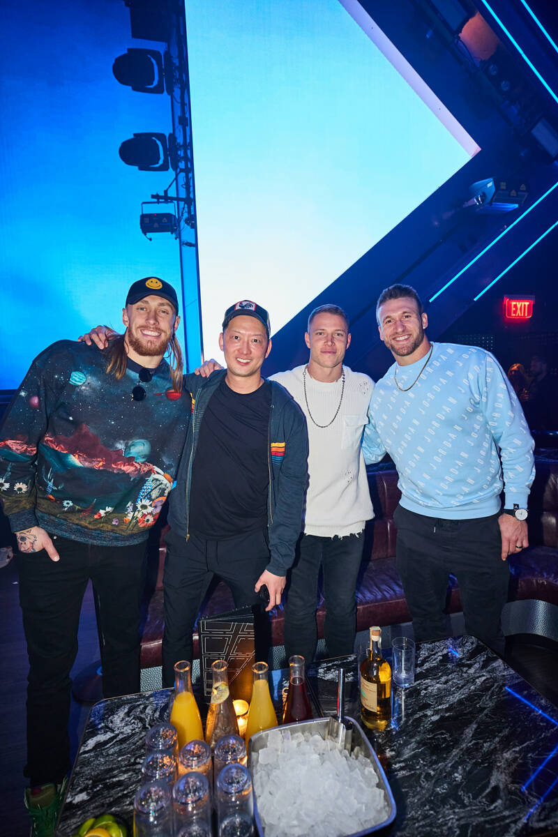 George Kittle, Christian McCaffrey, Rare Edition collectibles company founder Richard Shin and ...