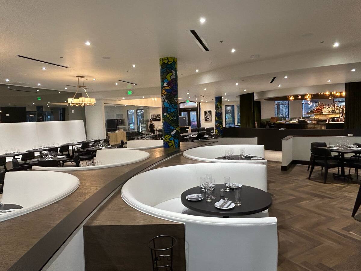 The dining room of the Echo & Rig Butcher and Steakhouse opening Feb. 8, 2023, in The District ...