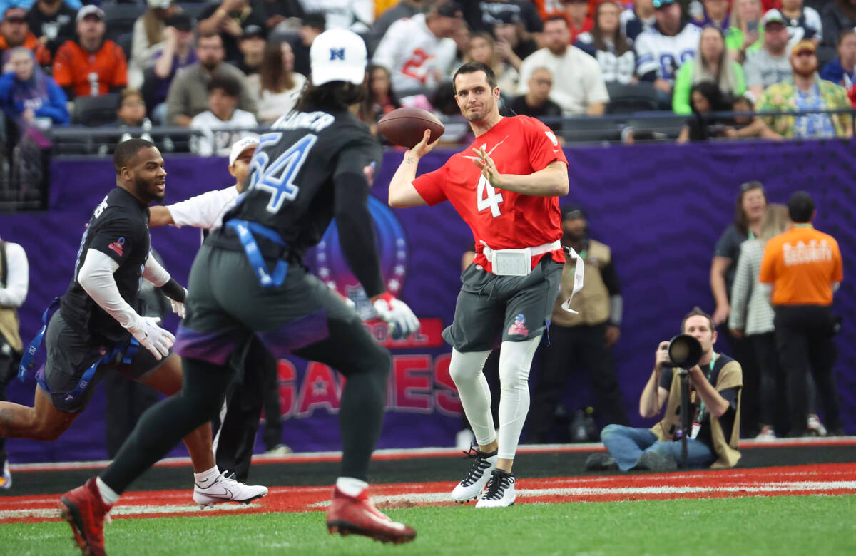 Las Vegas Raiders quarterback Derek Carr (4) looks to throw a pass during the NFL Pro Bowl Game ...
