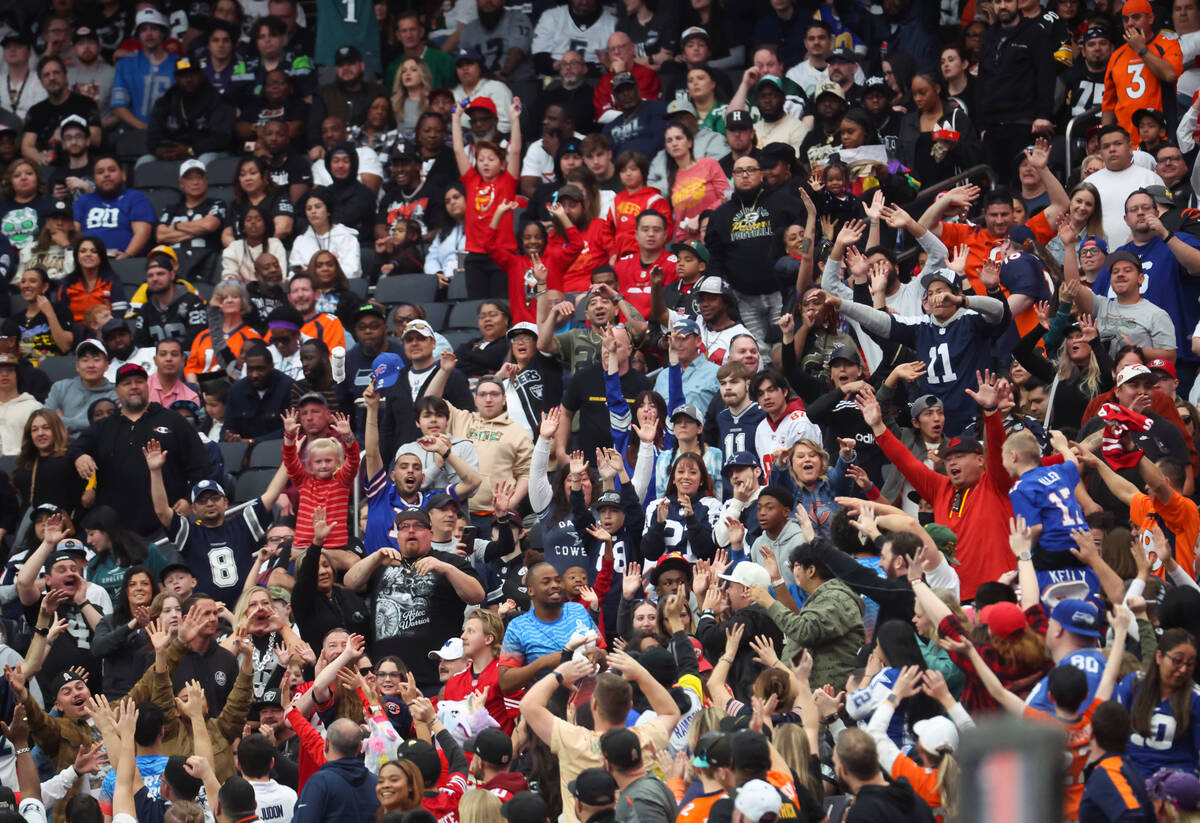 NFL fans cheer during the NFL Pro Bowl Games at Allegiant Stadium on Sunday, Feb. 5, 2023, in L ...