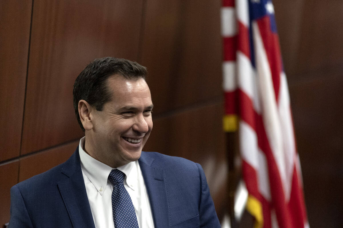 Nevada Secretary of State Cisco Aguilar presides over the Assembly during the first day of the ...