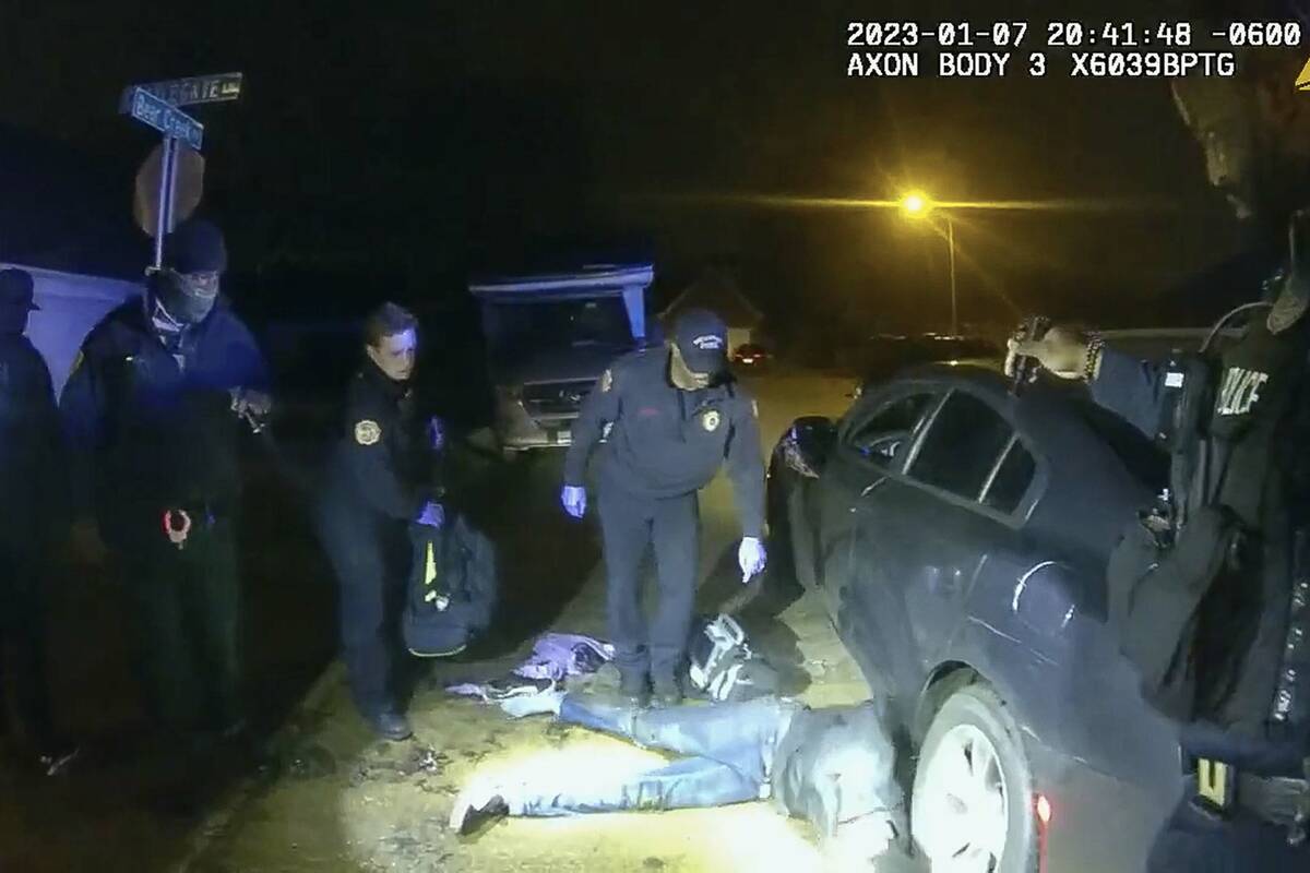 The image from video released on Jan. 27, 2023, by the City of Memphis, shows Tyre Nichols on t ...