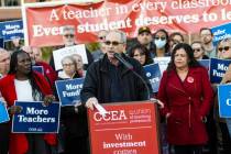 John Vellardita, executive director of the Clark County Education Association, speaks during a ...