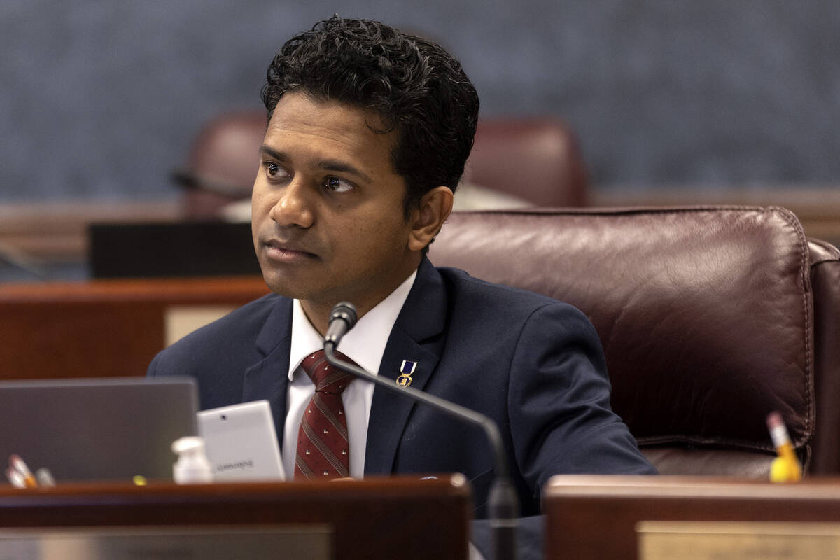 Assemblyman Reuben D’Silva, D-Las Vegas, part of the Assembly Committee on Government Af ...