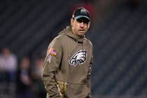 FILE - Philadelphia Eagles' Shane Steichen watches warm-ups before an NFL football game, Sunday ...
