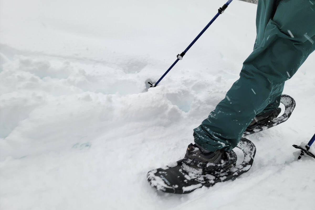 Snowshoeing is like a clunkier version of hiking and can be done on packed trails or on pristin ...