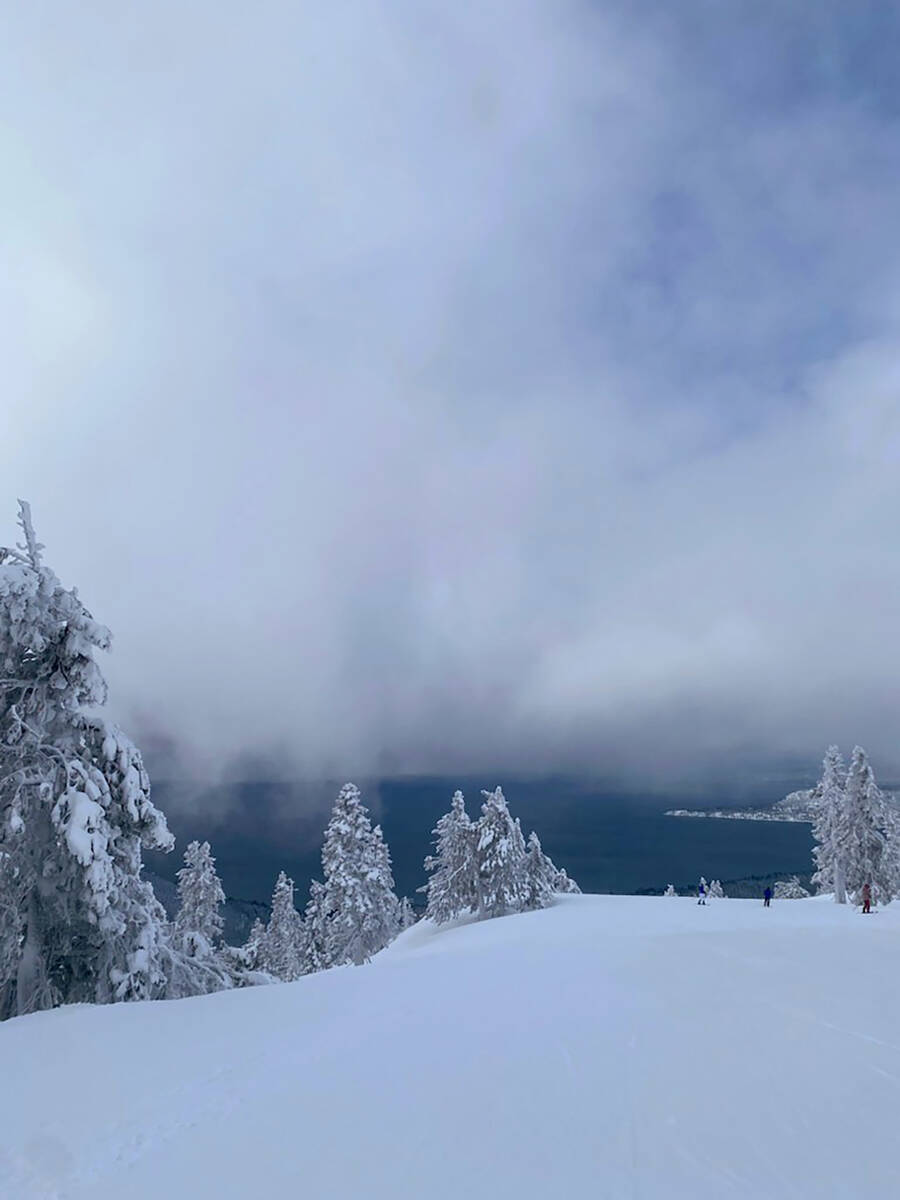 Clouds spill toward Lake Tahoe in this mid-January view from Crystal Ridge at Diamond Peak Ski ...