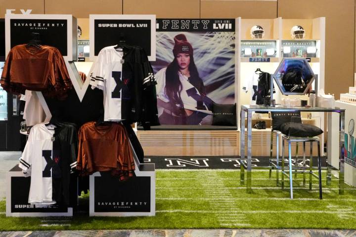 The new Rihanna Fenty collection is displayed at the NFL Shop at the Super Bowl Experience, the ...