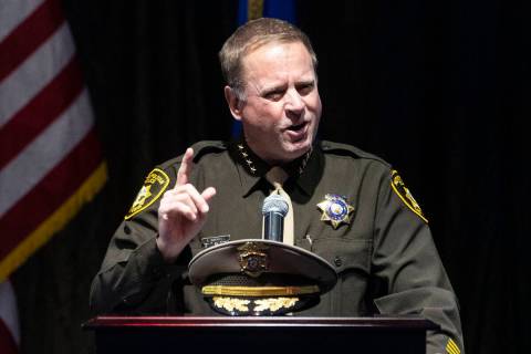 Sheriff Kevin McMahill speaks after being sworn in as Clark County Sheriff at Blind Center of N ...
