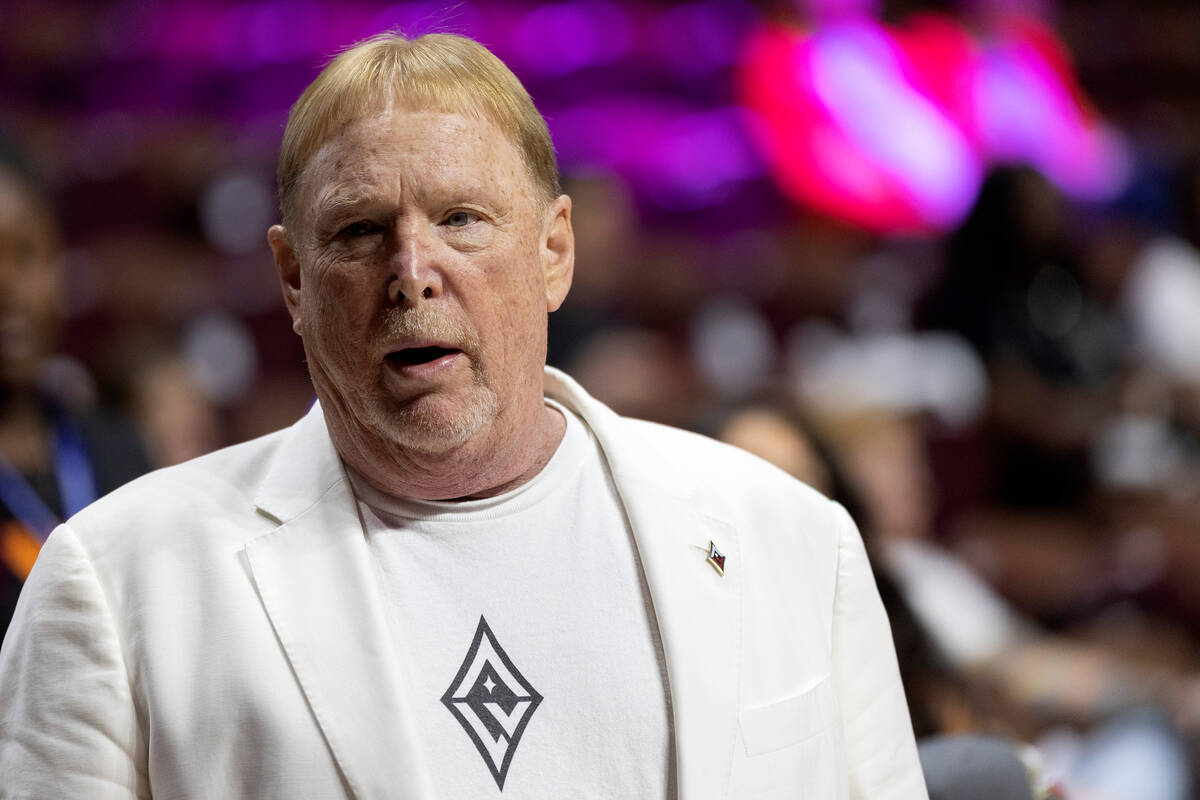 Las Vegas Aces owner Mark Davis arrives early before Game 4 of a WNBA basketball final series a ...