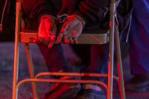 A man sits for a blood sample during Metro's "DUI blitz" in April 2022 in Las Vegas. (L.E. Bas ...