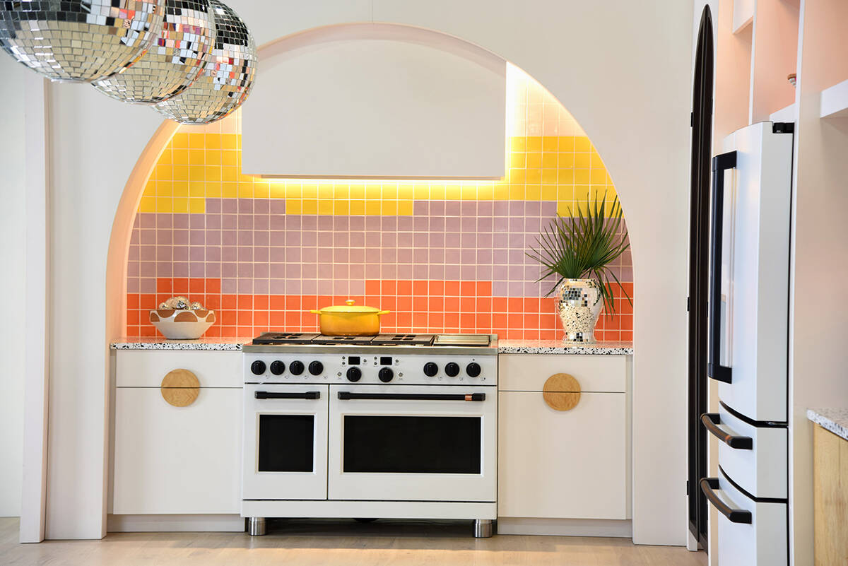 The Fearless Energy Pro Range by Café showcased the trends of bright colors used in kitchen de ...