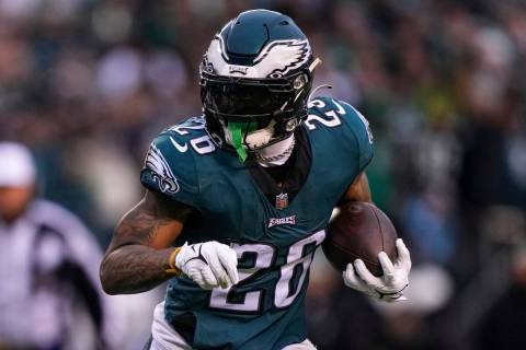 Philadelphia Eagles running back Miles Sanders (26) in action during the NFC Championship NFL f ...