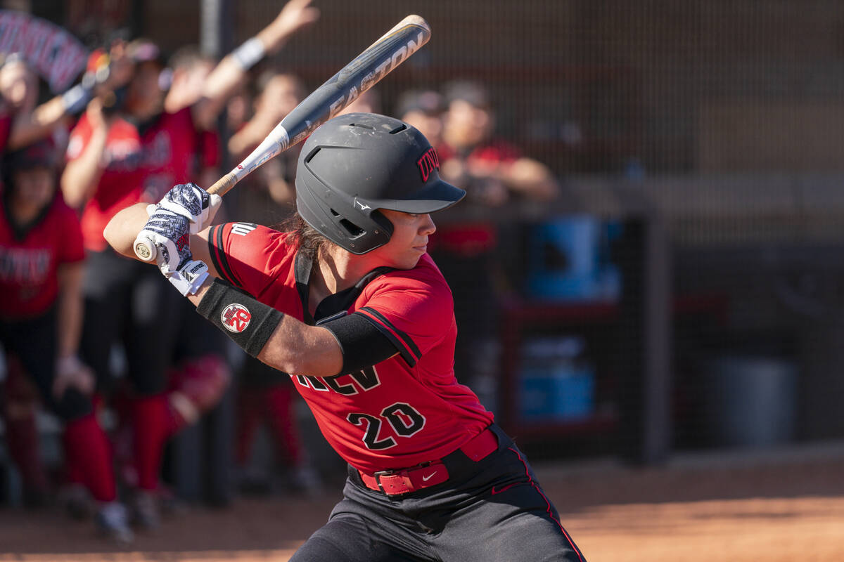 UNLV second baseman April Visser during an at-bat against CSU Bakersfield at Eller Media Stadiu ...