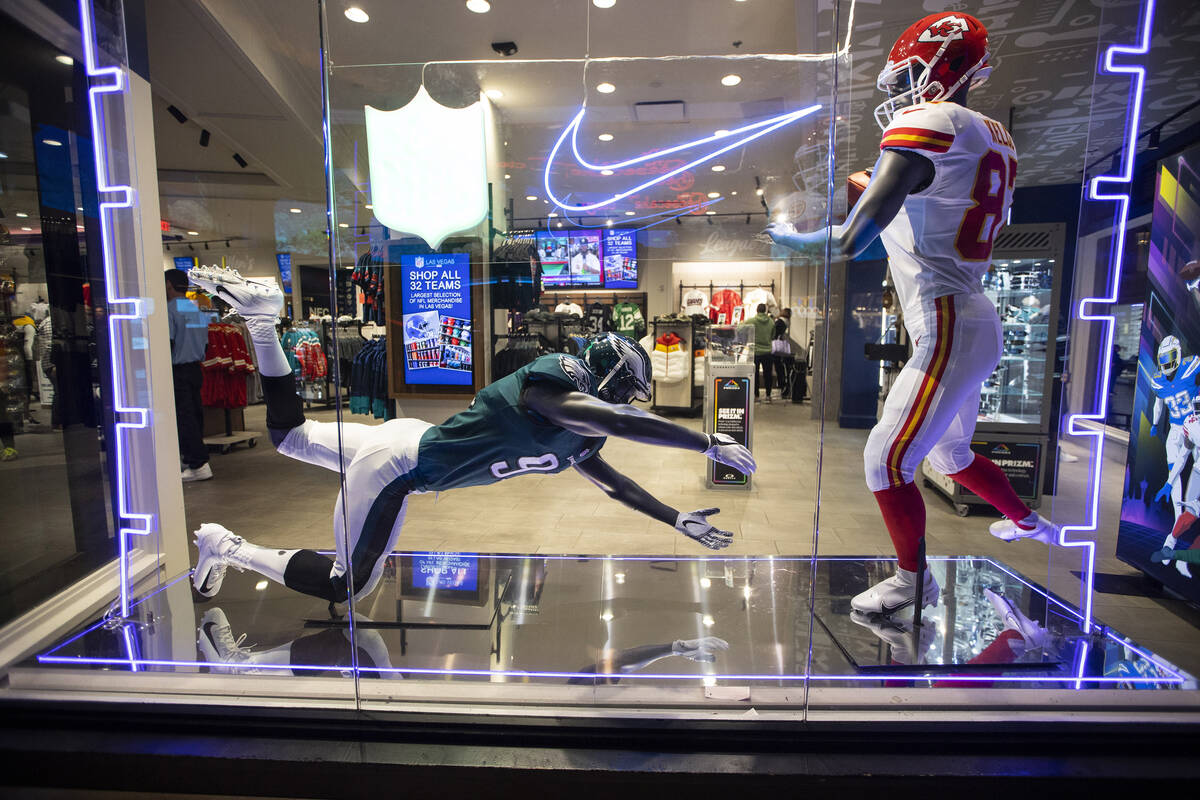 The exterior of the NFL Las Vegas Store inside of the Forum Shops at Caesars in Las Vegas is se ...