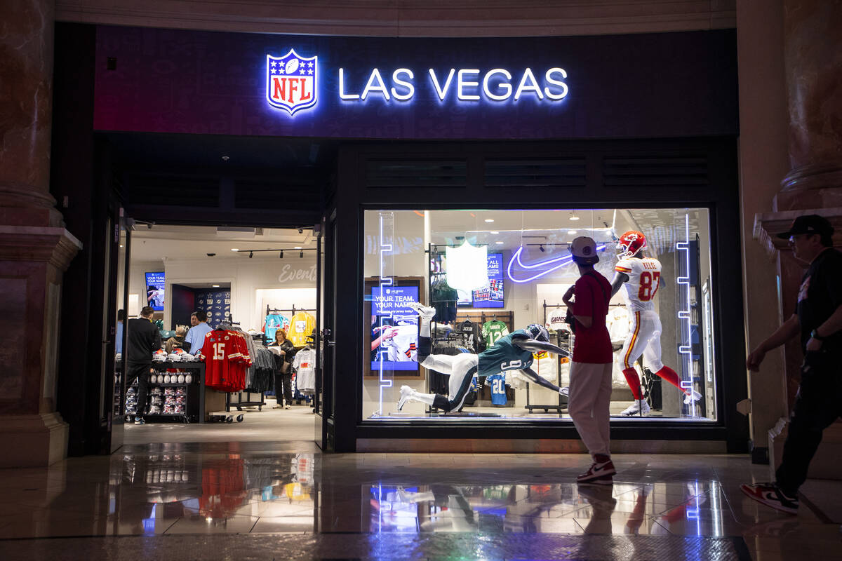 The exterior of the NFL Las Vegas Store inside of the Forum Shops at Caesars in Las Vegas is se ...