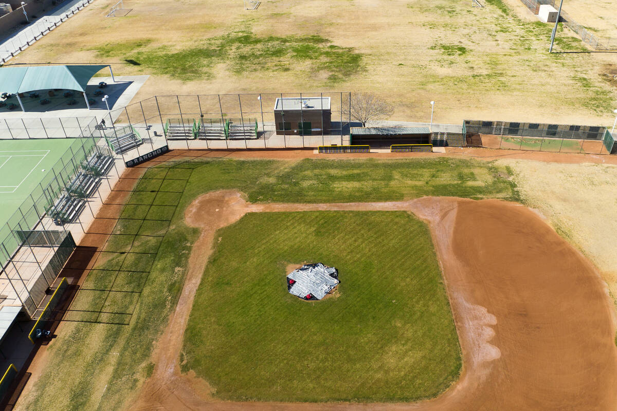 The Rancho High School baseball and soccer fields are shown, on Monday, Feb.13, 2023, in Las Ve ...