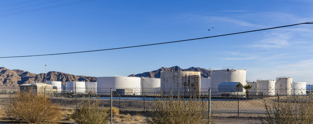 Fuel tanks about a fueling complex off of North Sloan Lane on Friday, Feb. 10, 2023, in Las Veg ...
