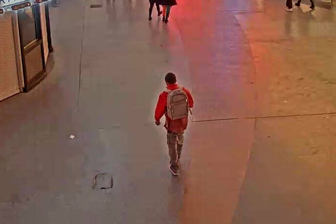 Las Vegas police say this surveillance photo, released Thursday, Feb. 9, 2023, shows Collin Bes ...