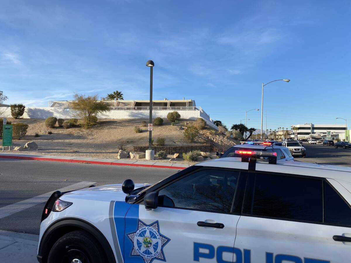 Las Vegas police were investigating a homicide at Charlie Frias Park, near South Decatur Boulev ...
