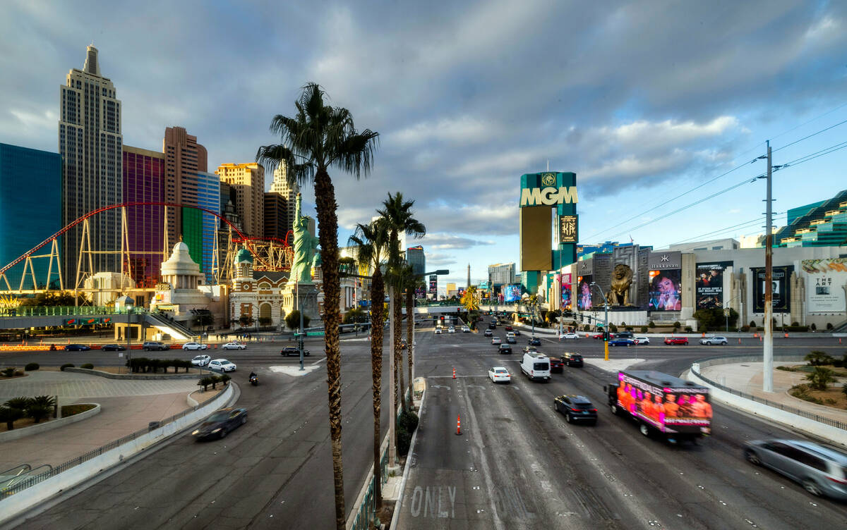 The Las Vegas Strip, shown Wednesday, Jan. 25, 2023, in Las Vegas. (L.E. Baskow/Las Vegas Revie ...