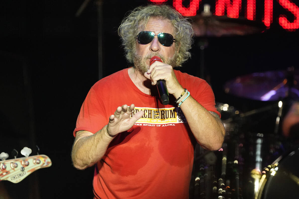 Sammy Hagar performs with The Circle at RiverEdge Park in Aurora, Ill., on Sunday, April 18, 20 ...