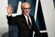 Bill Maher arrives at the Vanity Fair Oscar Party on Sunday, March 27, 2022, at the Wallis Anne ...