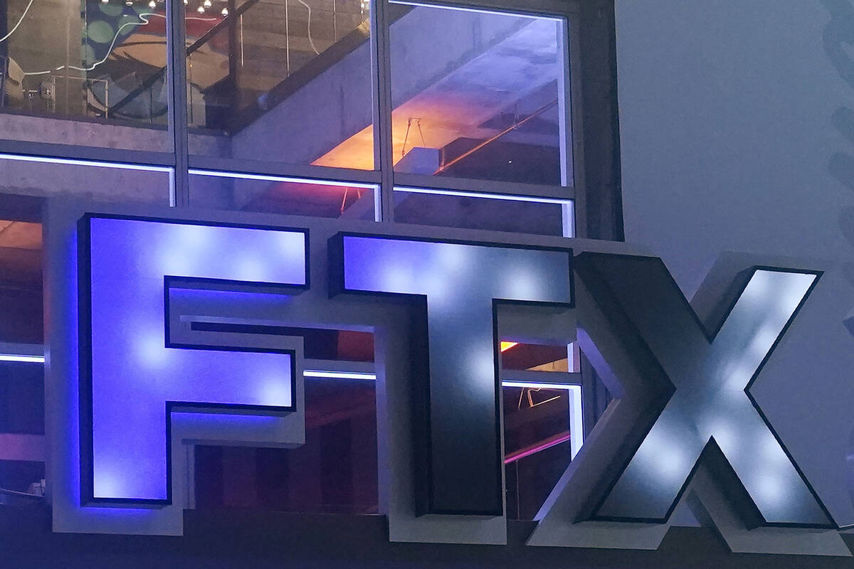 FILE - The FTX Arena logo is seen where the Miami Heat basketball team plays on Nov. 12, 2022, ...