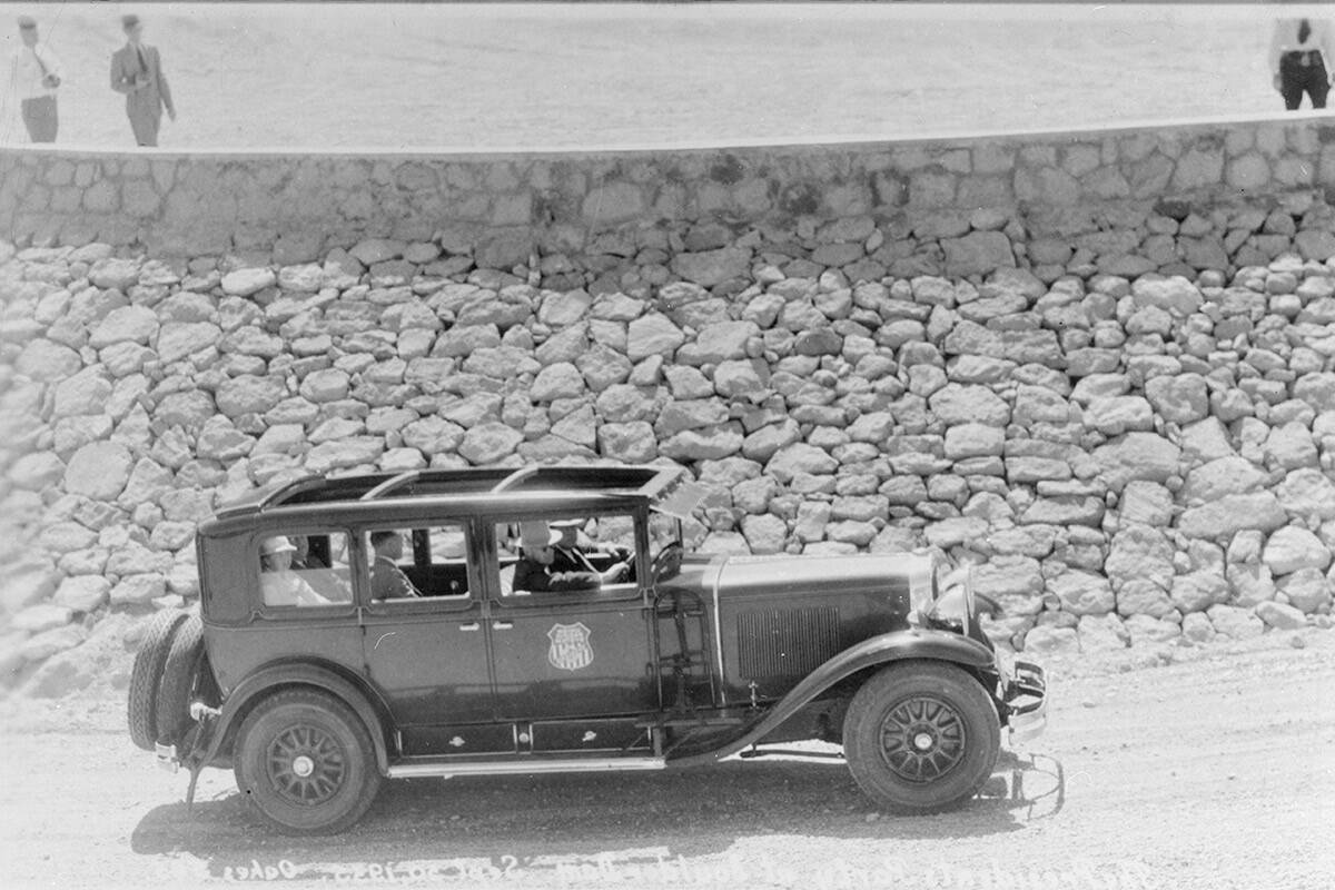 President Franklin D. Roosevelt in his car en route to the dedication of Boulder Dam, now Hoove ...