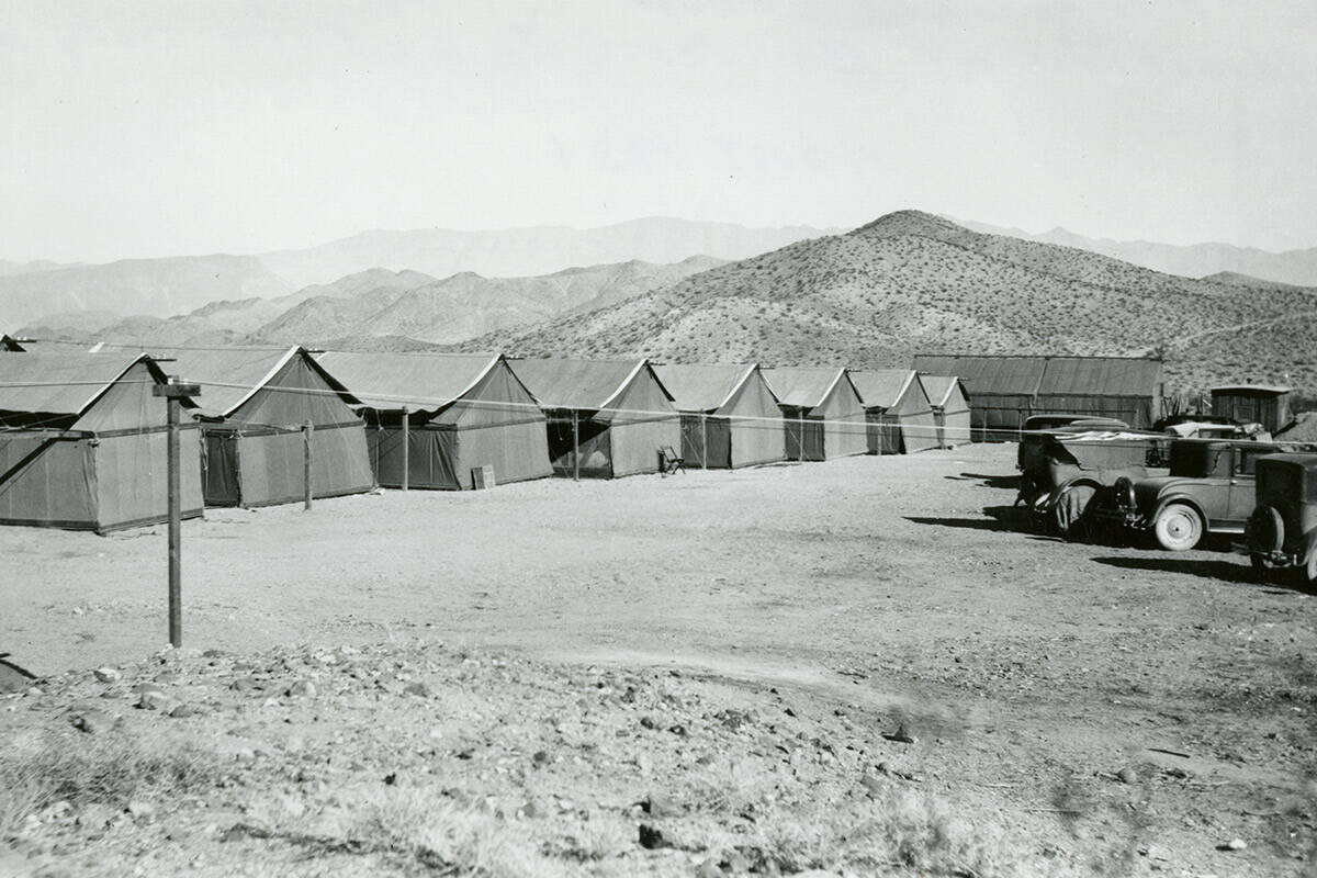 This undated photo shows the first tent camp set up by the Bureau of Reclamation in Boulder Cit ...