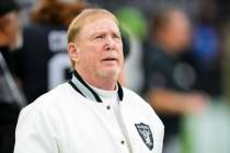 Raiders owner Mark Davis watches players before a game between the Colts and the Raiders in Las ...