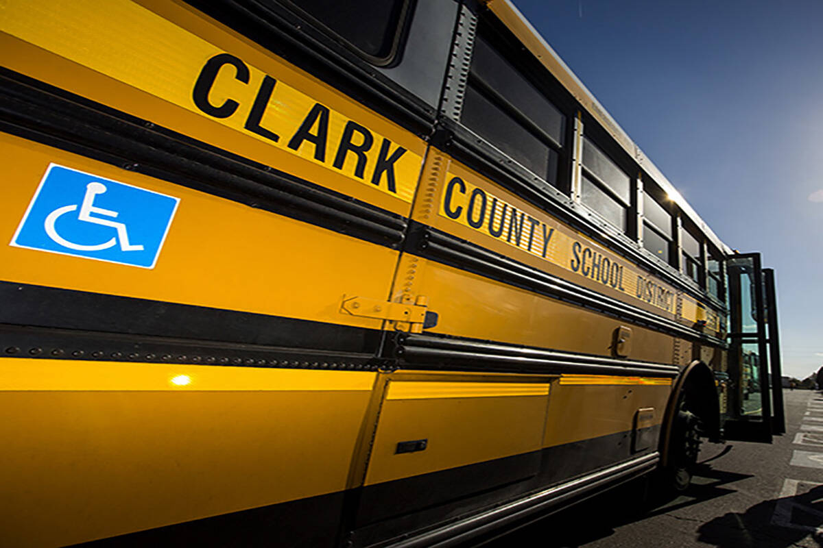 Clark County School District bus. (Las Vegas Review-Journal file)
