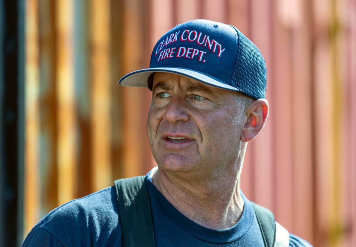 Clark County Fire Department Battalion Chief John Borla oversees live fire training exercises f ...