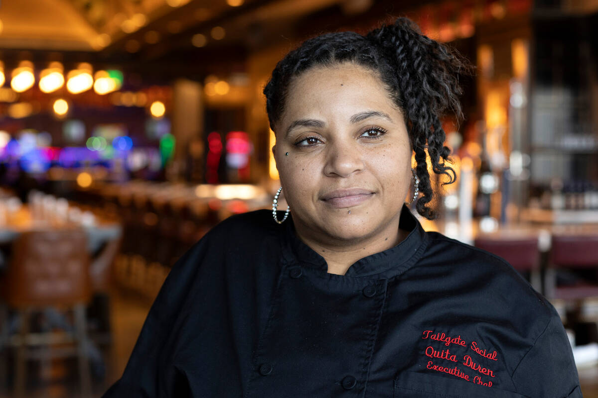 Marquita Duren, executive chef at Tailgate Social, at the restaurant in Palace Station on Frida ...