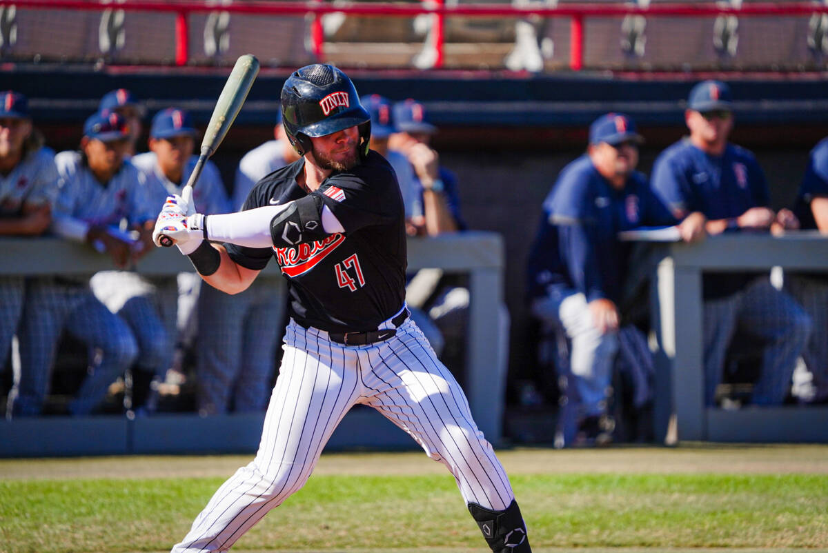 UNLV outfielder Austin Kryszczuk swings at a pitch during a game for the Rebels. Krsyzczuk is p ...