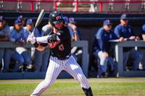 UNLV outfielder Austin Kryszczuk swings at a pitch during a game for the Rebels. Krsyzczuk is p ...