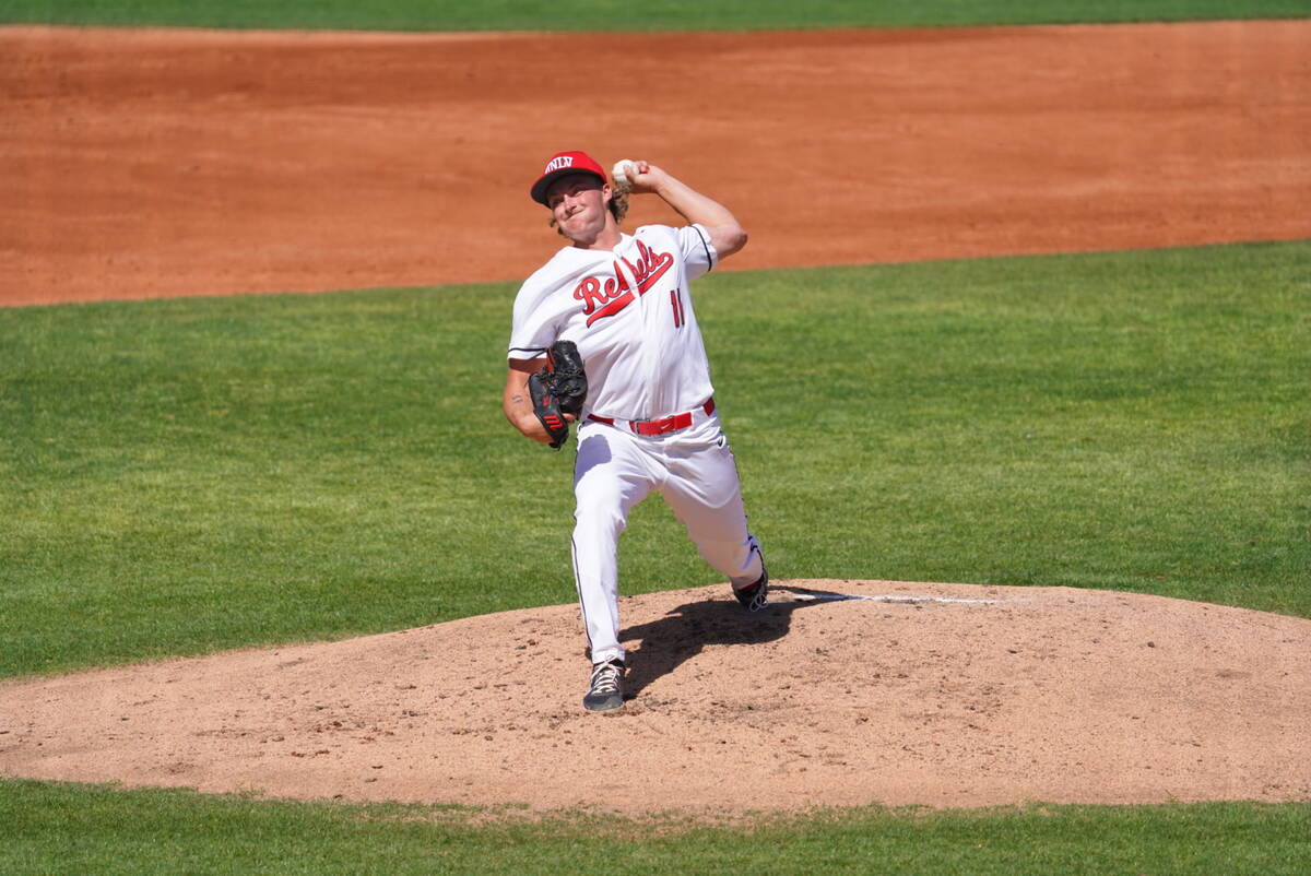 Starting pitcher Josh Sharman throws a pitch during a game for UNLV. The Rebels' pitching staff ...
