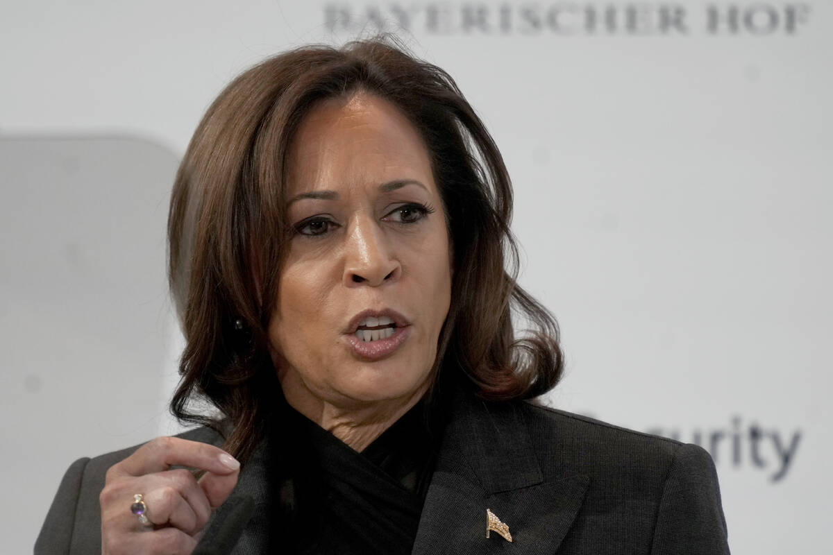 Vice President of the United States Kamala Harris speaks at the Munich Security Conference in M ...