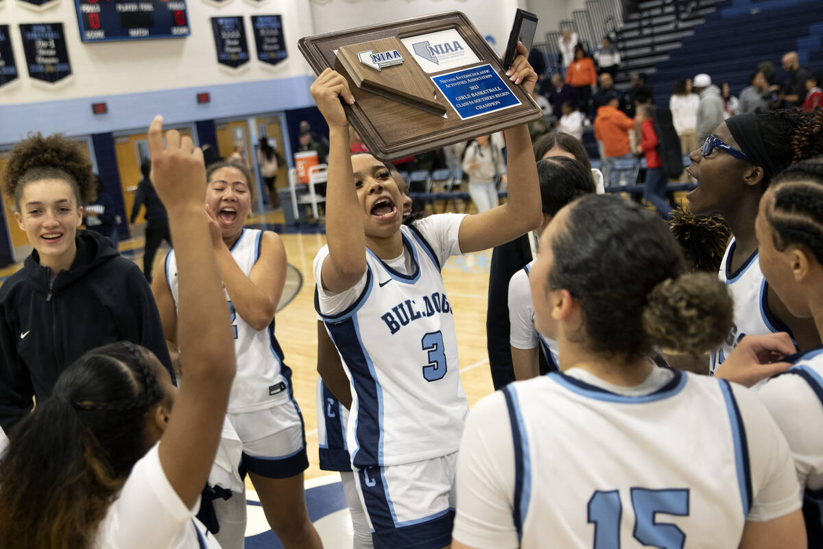 Centennial celebrates after winning the Class 5A Southern League championship game against Coro ...
