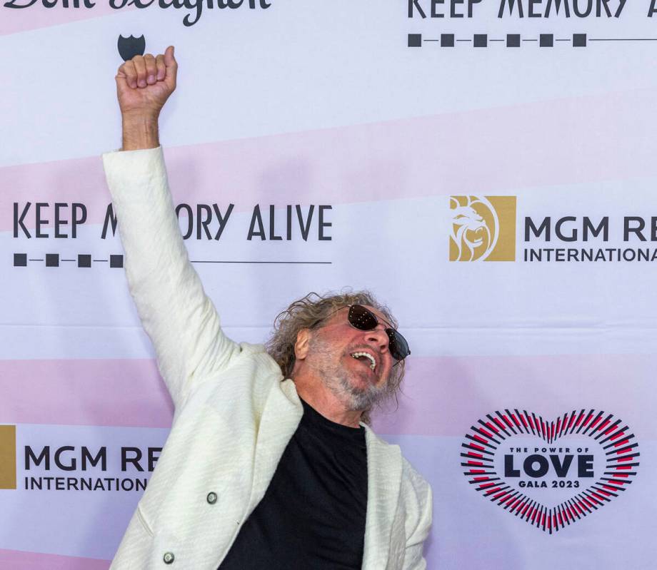 Rocker Sammy Hagar plays around on the Red Carpet for the Power of Love gala at the MGM Grand G ...