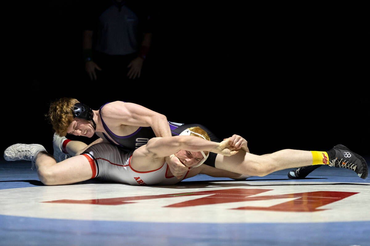 Silverado’s Nikolai Chumkov wrestles Arbor View’s Ethan Tussing in the 157 lb fir ...