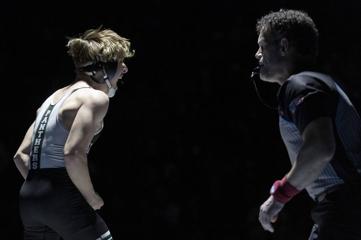 Palo Verde’s Liam Grady celebrates winning the state title in the 132 lb weight class du ...